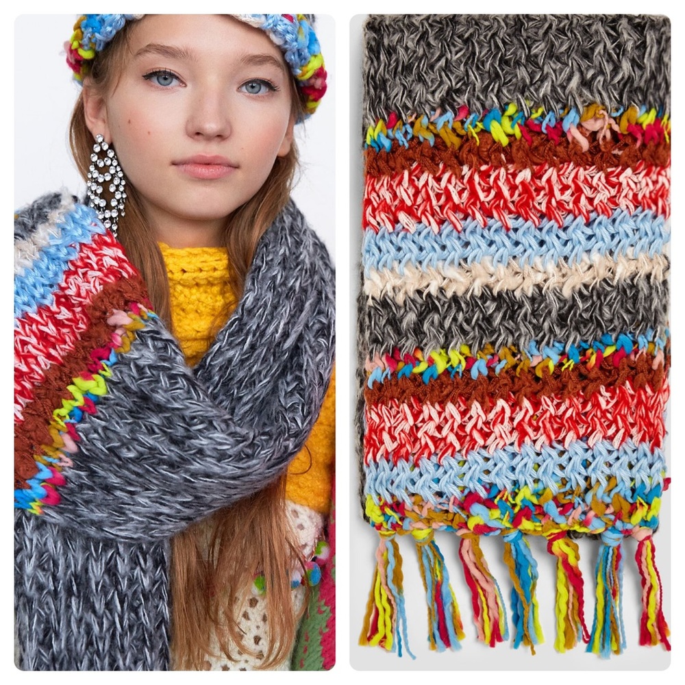 🆕 Zara handmade multicoloured scarf
